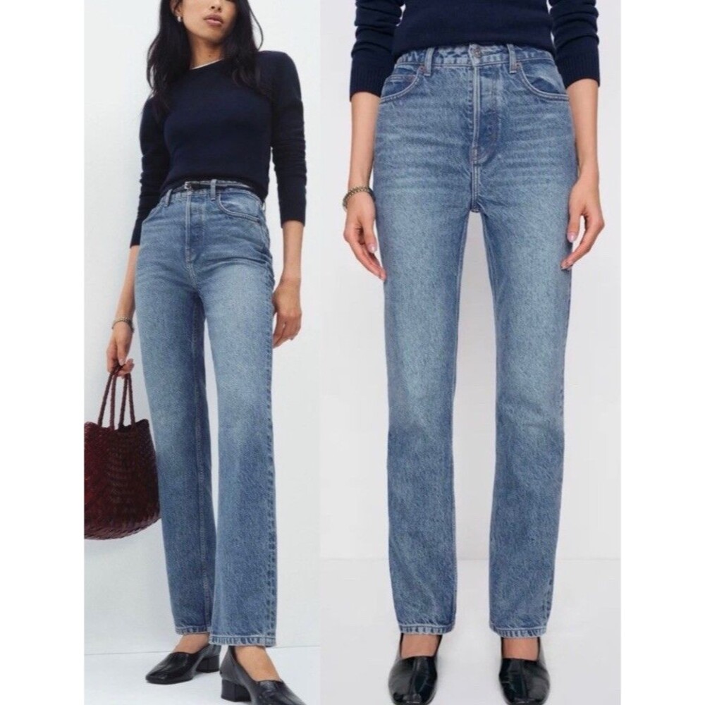 Reformation Cynthia Jeans 30 High Rise Straight Leg  Button Fly Manitoba